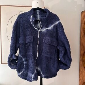 The Elder Statesman French‎ Terry Zip Up blue| White pattern Size XL